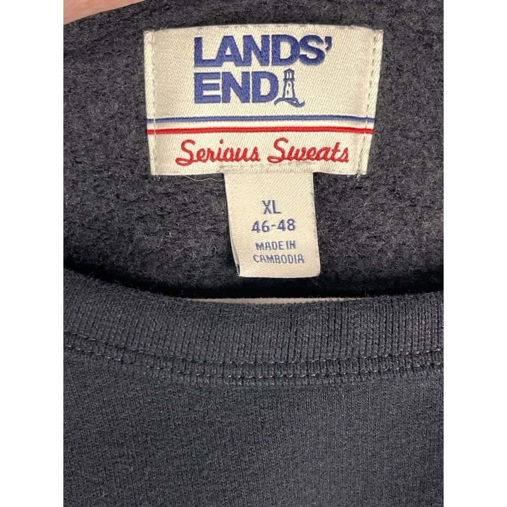 LANDS' END Serious Sweats Men's Black Crew Neck Sweatshirt XL - Picture 2 of 5